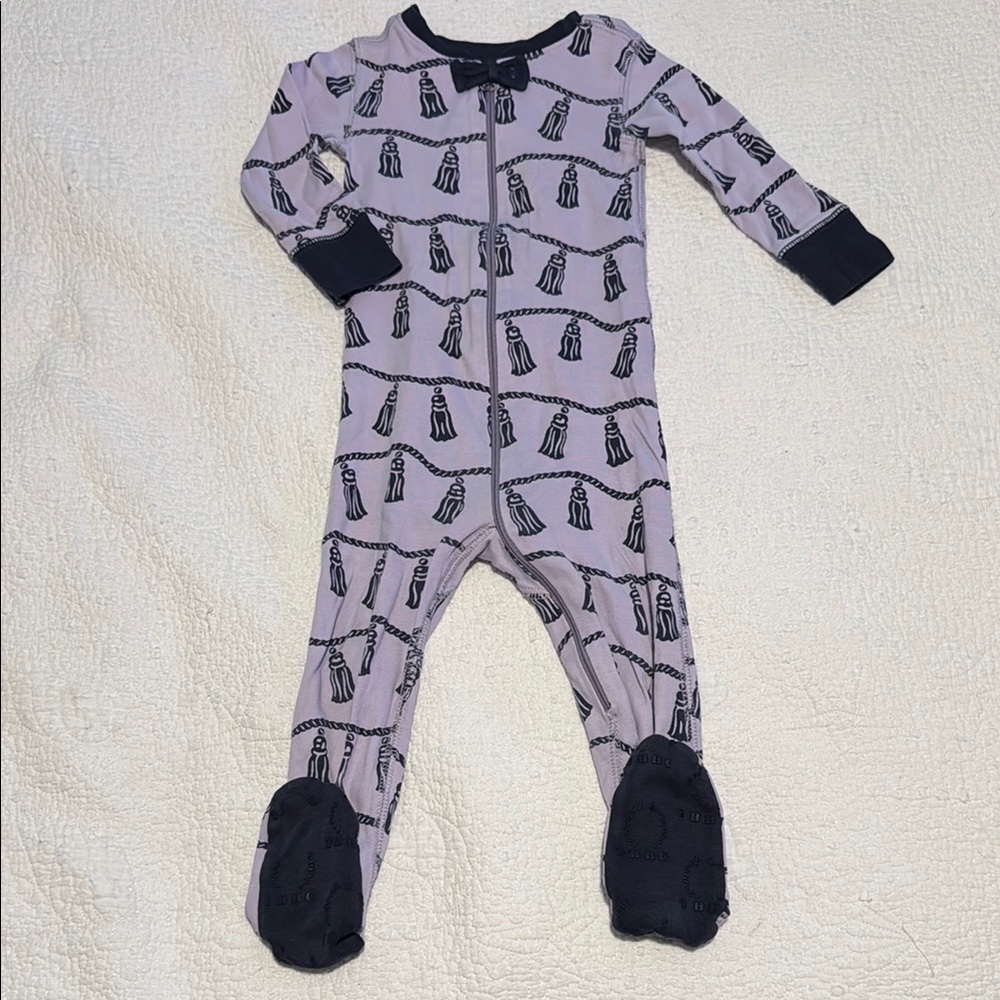 EUC TBBC Baby Girl Purple and Navy Night Night Pajama Onsie Size 12-18